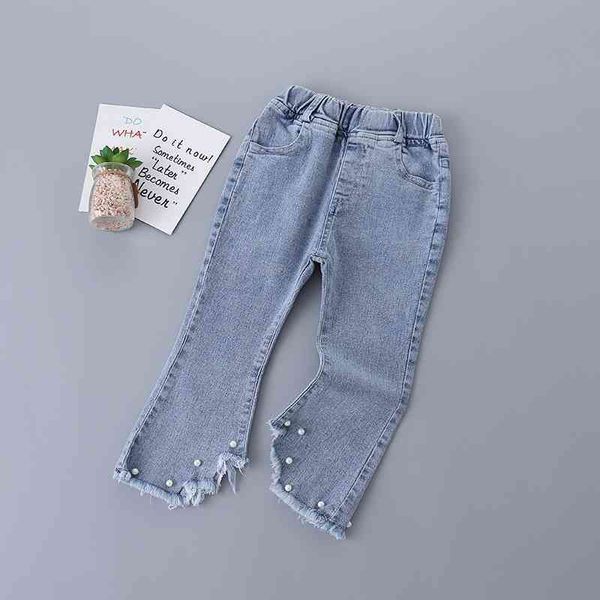 3-7 Jahre hochwertige Mädchenkleidung Herbst lässige Mode Kind Kinder Hose solide Jeans 210615