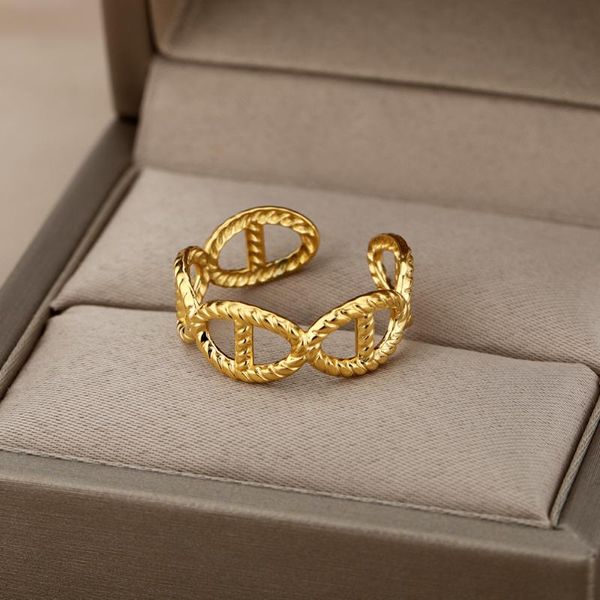 

wedding rings vintage spiral open for women stainless steel gold gothic adjustable ring jewelry accessories gift bijoux femme, Slivery;golden
