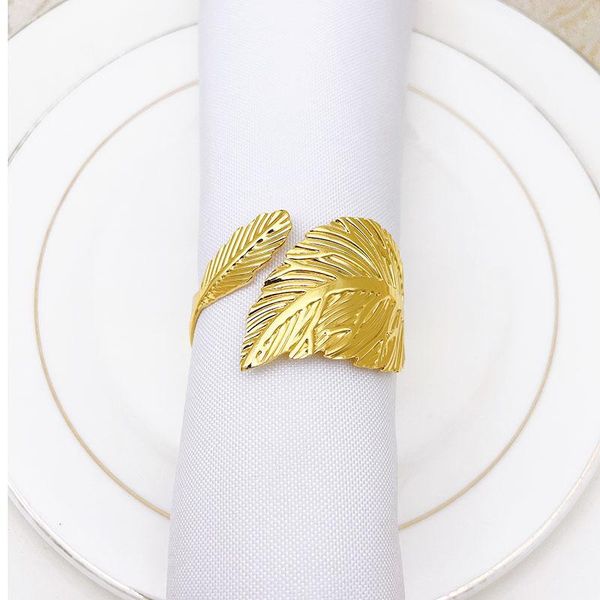 

napkin rings 10pcs/lot golden large roll leaf ring simple wedding el tableware buckle deskdecorations