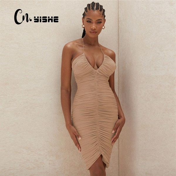 

ruched women halter mini dress lace up v-neck bandage bodycon party elegant streetwear dresses 2021 winter vestidos casual, Black;gray