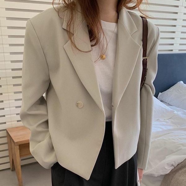 

women's suits & blazers [ewq] korean chic autumn solid color lapel one button loose women long sleeve suit coat female tide 2021 16e261, White;black