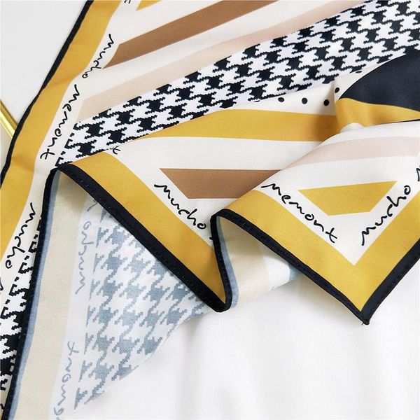 

scarves print neckerchief women girls small square silk diy hair scarf headband 1pc vintage colorful skinny head neck, Blue;gray