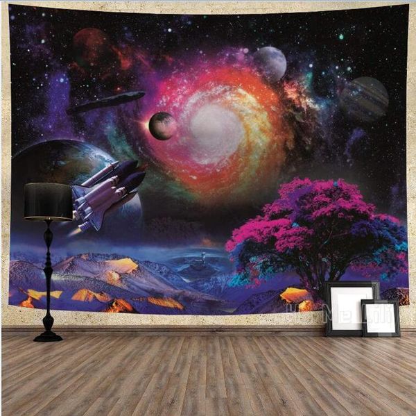 

tapestries sailing ocean rocket moonlight tapestry home decoration science wall hanging bedroom decor