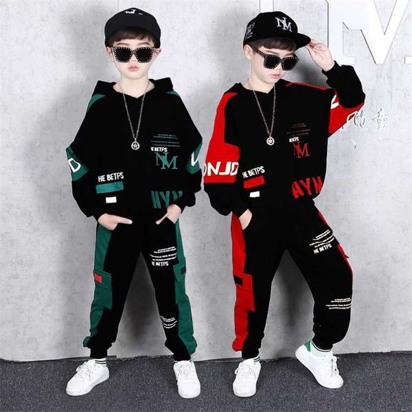 

boys clothing set spring autumn kids clothes baby boy sports suit children student hip hop hoodie pants streetwear 211104, White