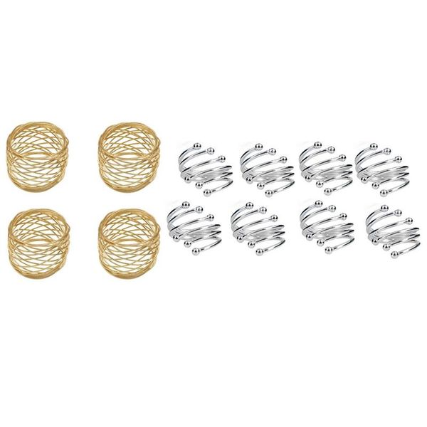 

napkin rings 12 pcs dinner table holders festival decor,golden & silver