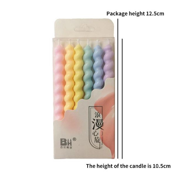 

candles 6pcs/set of romantic rainbow swirl with candle holder birthday cake party valentine's day atmosphere decoration supplies