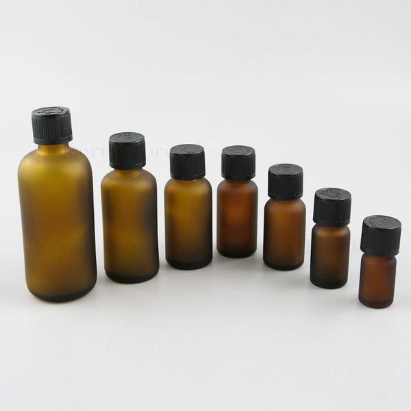 

20pcs5ml 10ml 15ml 20m 30ml 50ml 100mlamber glass essential oil bottle e liquid refillable with black white cap container storage bottles &