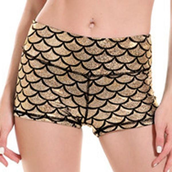 

sequin slim fish scale running shorts fashion women printing mid waist glitter short pants ladies beach casual party women's, White;black