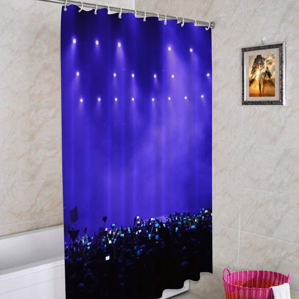 

music dance blue rock band decorative shower curtain, music film with taking mobile dance blue lights cute long wide with rust