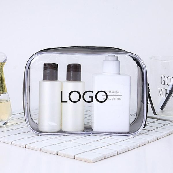

storage bags 3 pcs custom logo transparent pvc cosmetic packaging bag zipper plastic gift suitable for travel home