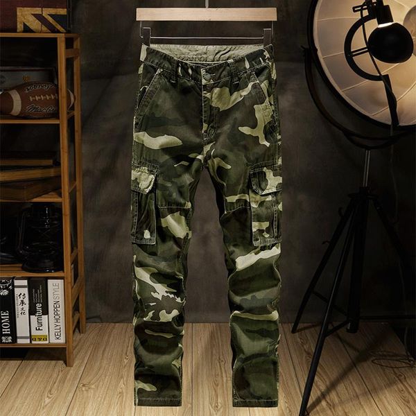 

men's pants 2021 tactical mens cargo men spring army combat camouflage casual loose multi-pocket trousers male clothing, Black
