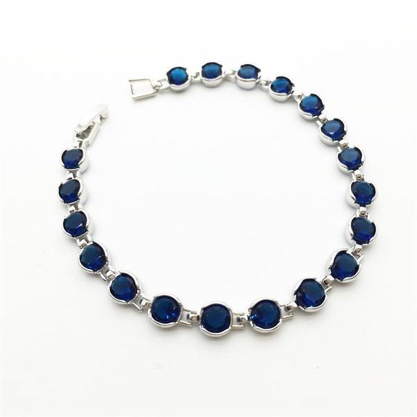 

montana blue oval cubic zirconia charm bracelet white gold color colorful zircon strand bracelets pulseira ouro link, chain, Black
