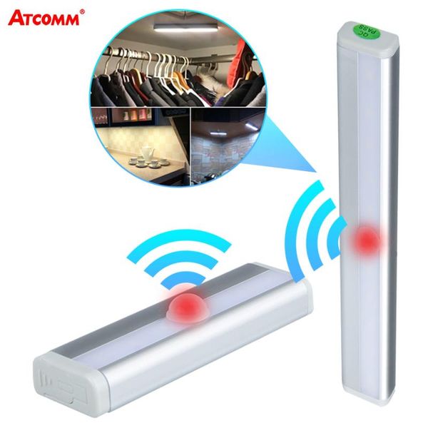 

leds pir motion sensor under cabinet light 4 aaa battery powered wireless smart off/on night lamp emergency lighting