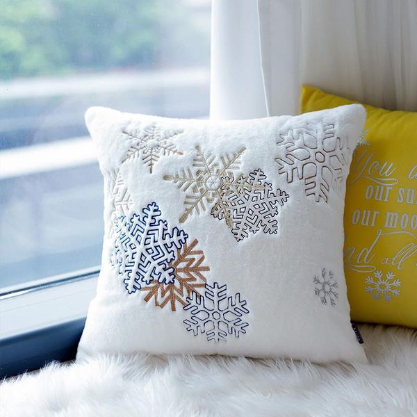 

cushion/decorative pillow white cedar snow embroidered cushion cover winter home decoration scenic decorative pillows for living room