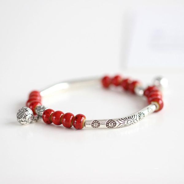 

charm bracelets shangquan women ceramic hand made diy cute retro bracelet for woman girl gift fashion jewelery wholesale, Golden;silver