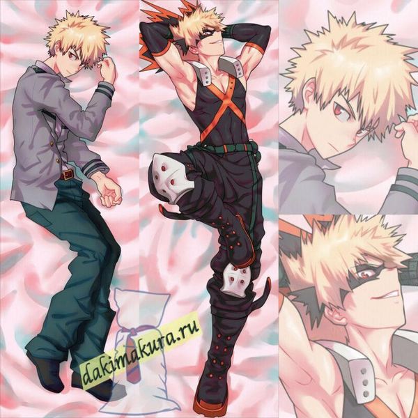 

pillow case anime my hero academia: katsuki bakugou dakimakura 50x150cm, 19.6x59 inch, \u2116519 pillowcases cover double-sided 2way