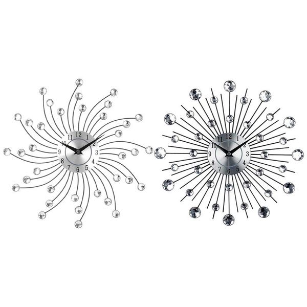 

wall clocks 1 pcs 33 x 2.5cm 3d large clock & 4.5cm metal art crystal sunburst