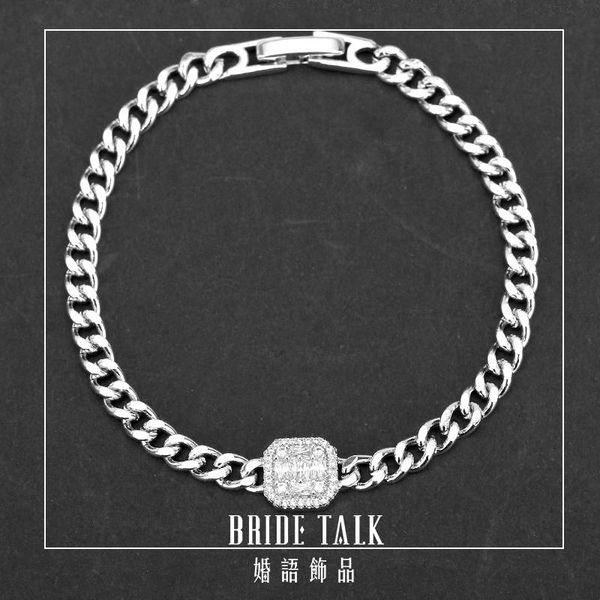 

charm bracelets fashion figaro bracelet chain women men silver color cubic zirconia link bangle jewelry birthday party gift, Golden;silver