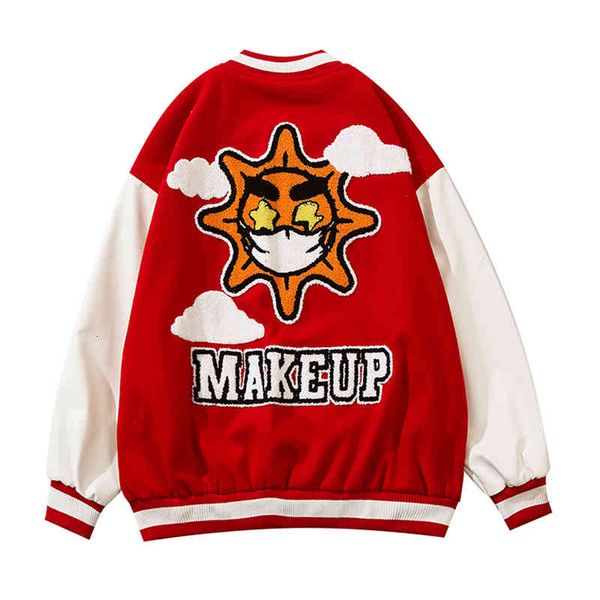 

men's jackets high street harajuku beisebol varsity jaqueta masculina retalhos carta grande bordado jaquetas gola casual streetwear cas, Black;brown
