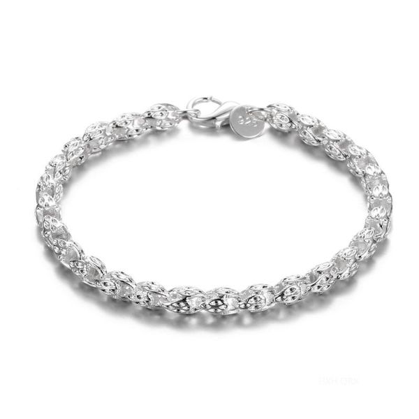 

link, chain 925 sterling silver faucet bracelet for women man wedding engagement party fashion jewelry, Black