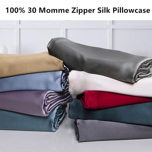 

pillow case silk zipper pillowcase 1pc 30mm 100% mulberry solid color comfortable ventilate many sizes customized