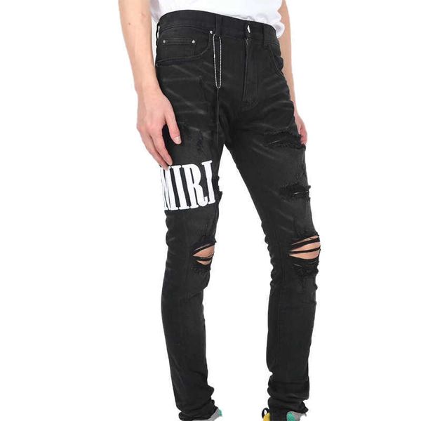 

men's jeans 649 autumn and winter men's jeans with holes, Blue