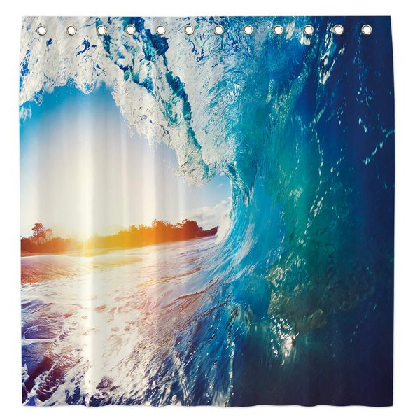

72x72 inch hawaiian blue wave ocean shower curtain for bathroom sets hawaii sea surfing seascape tropical home bath decor