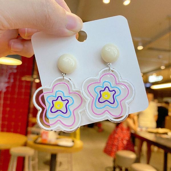 

stud flower earrings women's summer simple sweet acrylic 2021 cute, Golden;silver