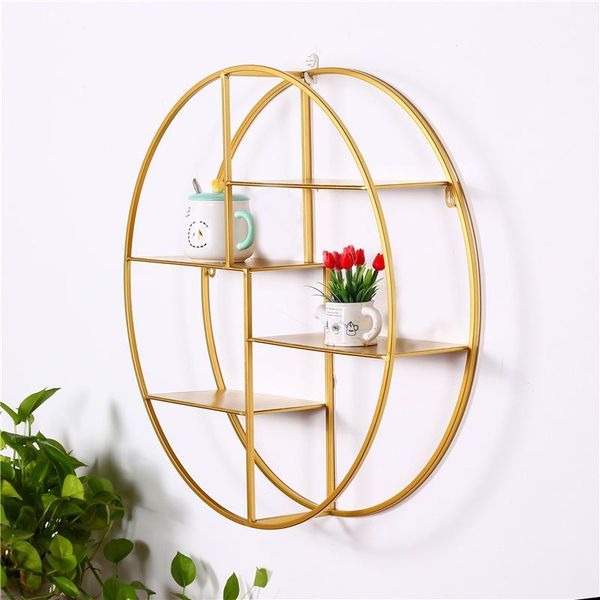 

storage baskets 1pc nordic wall decoration shelf rack hanging frame iron solid wood partition board circular jl 242