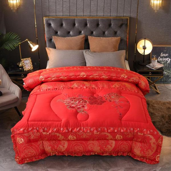 

comforters & sets thick warm quilt for chinese wedding, soft and print festive pattern quilted bed cover decorates the bedroom