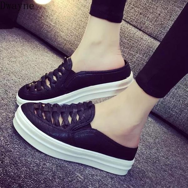 

slippers 2021 summer female wedge with thick-bottomed muffin baotou half drag, Black
