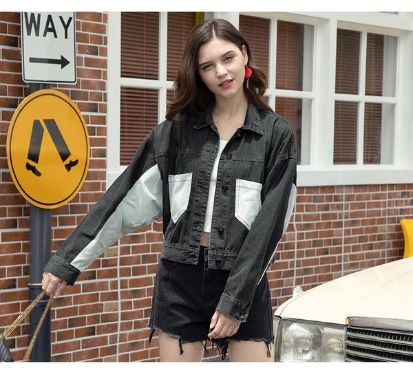 

women's jackets 4 women jacket quality winter oversize denim blue jeans coat turn-down collar casual outwear bomber girl, Black;brown