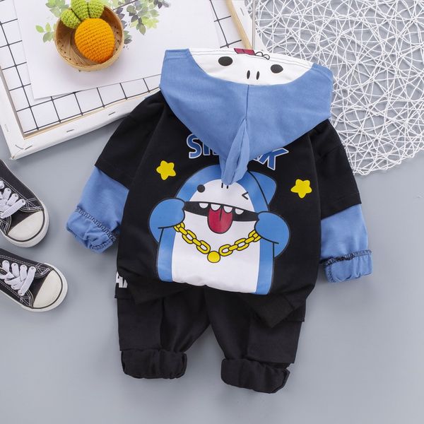 

baby boys clothing sets cotton kids boy clothes suits toddler clothes infant long sleeve shark hoodies pants, White