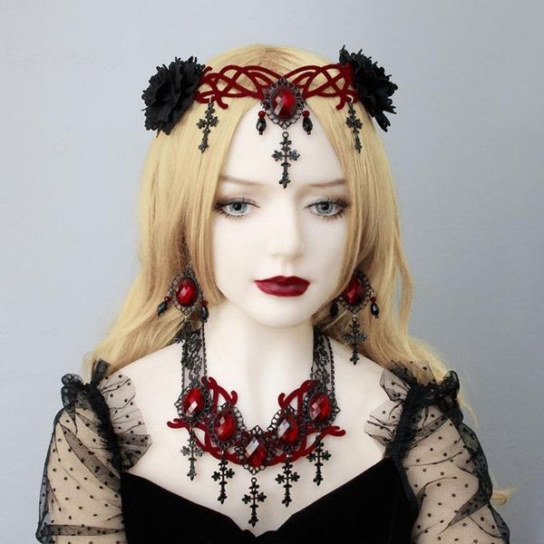 

vampire style gothic punk world-weary makeup accessories exaggerated cross necklace halloween dress up princess chokers, Golden;silver