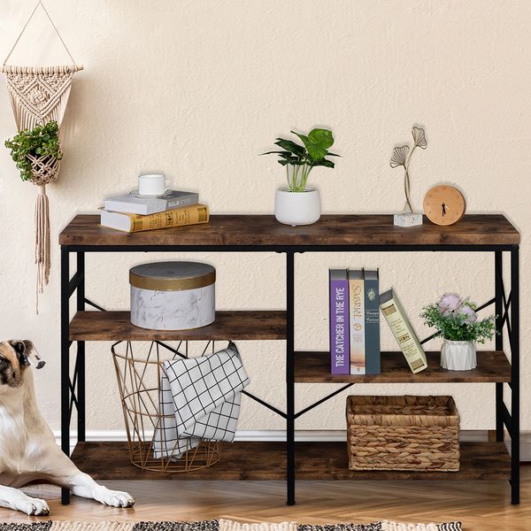 

industrial sofa table book shelf holders racks holder rack console 3-tier rustic hallway/entryway easy assembly for entryway living room