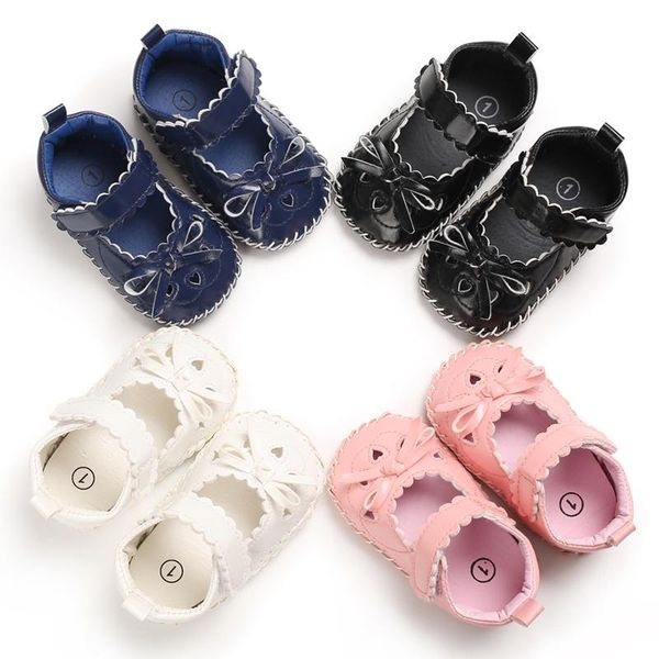 

first walkers born baby girls shoes pu leather with bow princess infant soft soled non-slip crib