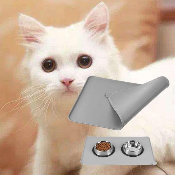 

kennels & pens waterproof pet mat for dog cat solid color silicone food pad bowl drinking feeding placemat easy washing