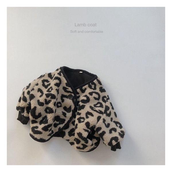 

jackets children's clothing for autumn and winter 2021 leopard-print lamb wool plus velvet thick coat boys girls casual, Blue;gray