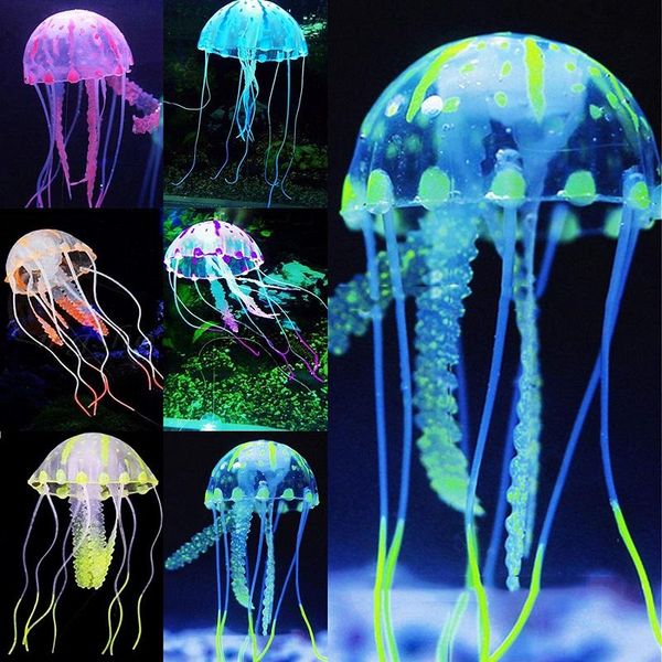 

pcs artificial swim glowing jellyfish aquarium decoration fish tank underwater live plant luminous ornament aquatic landscape decorations