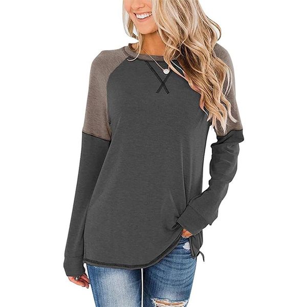 

women's t-shirt patchwork women long sleeve tee spring autumn t shirt clothes female o-neck harajuku mujer camisetas 2021, White