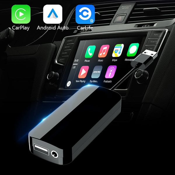 Dongle CarPlay sem fio para Apple Android Auto Navigation Car Multimedia Player com entrada de microfone Mini USB Car play Stick