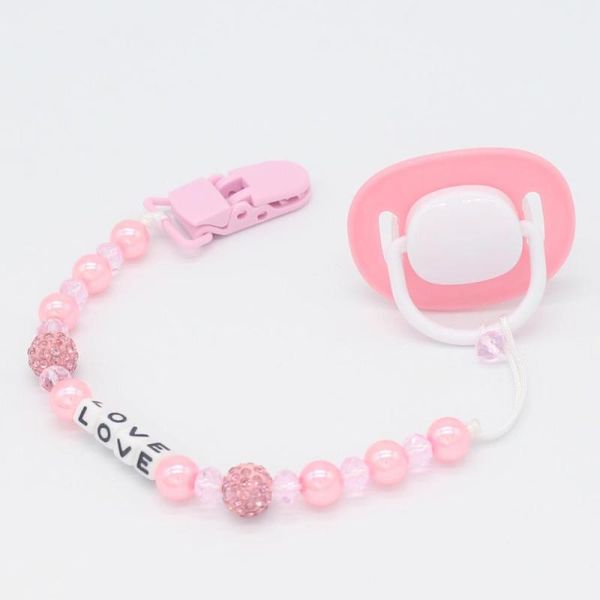 

pacifiers# anti-dropping anti-lost chain infant kids love letters pacifier baby clips crystal pearl