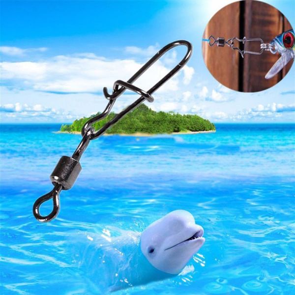 

4# 6# 8#10# stainless steel fishing connector pin bearing rolling swivel snap pins tackle accessories hooks
