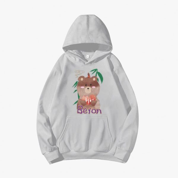 

men's hoodies & sweatshirts hoodie men pullover harajuku bear toy printing hoody streetwear casual fashion oversized clothes man, Black