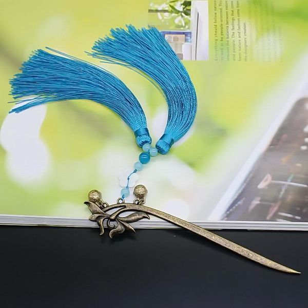 

bookmark dual-use retro style metal tassel creative hairpin student stationery gift