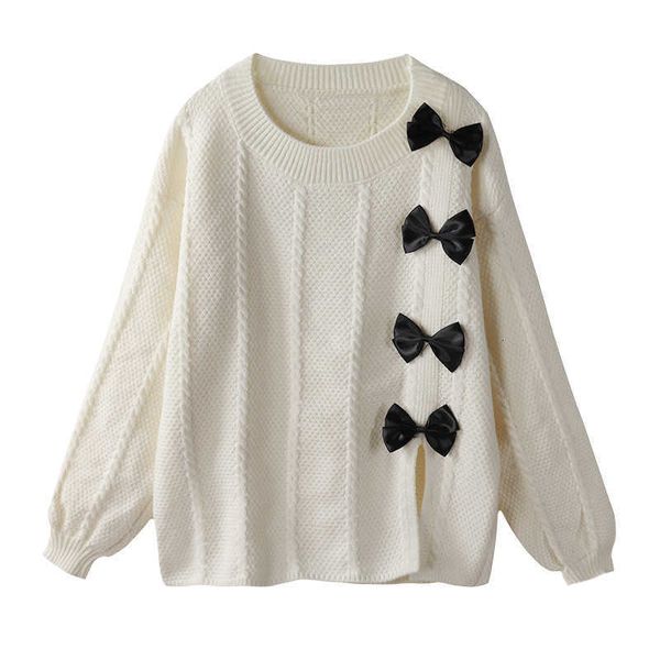 

women's sweaters korean fashion women knitted sweater lolita kawaii vintage jumper female cute bow red pullovers long sleeve whit, White;black
