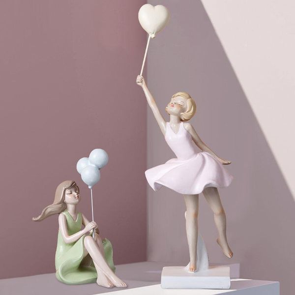 

decorative objects & figurines creative resin balloon girl sculpture decoration home character statue living room bedroom deskornament c