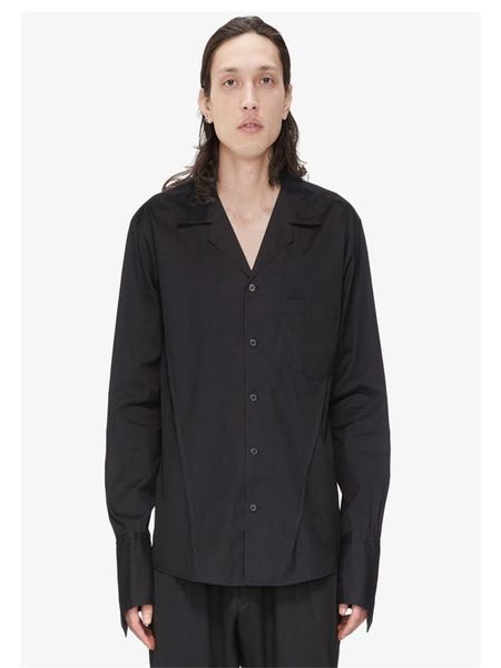 

men's casual shirts spring and autumn men valve v-neck long sleeve shirt asymmetrical damage burr loose simple, White;black