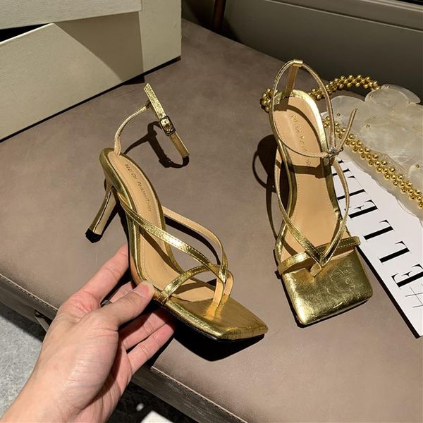 

gladiator sandals high heels sandal shoes fashion brand strap flip flops thin heel pumps square toe ladies dress, Black