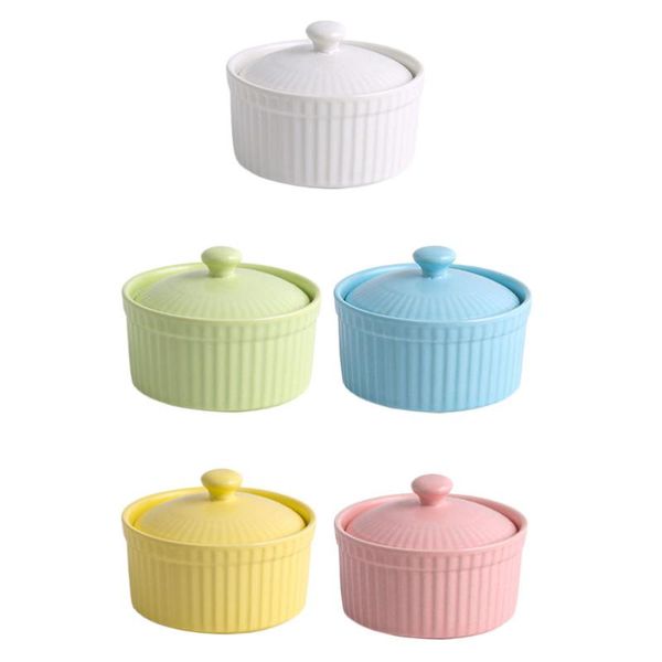 

bowls 5pcs ceramic pudding soufflÃ© baking with lid (assorted color)